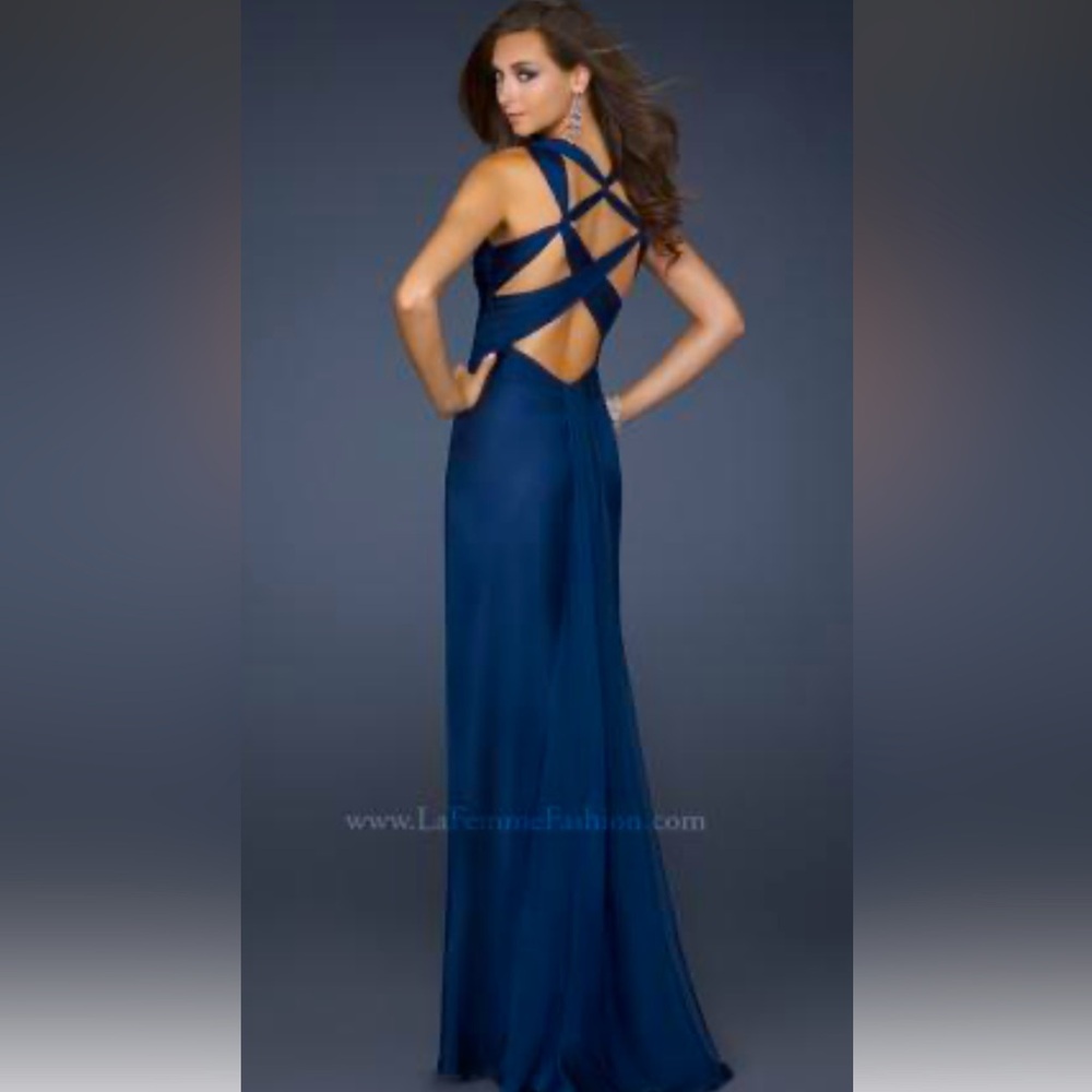 NWT La Femme bridesmaid or prom dress in navy blue / cobalt / royal blue